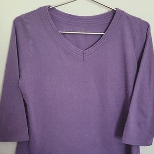 Coldwater Creek Top Shirt. V-neck. Small 8. Lavender. Cotton. 3/4 Sleeve…